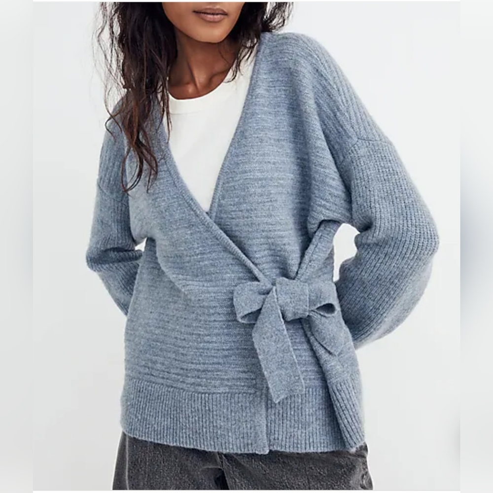 NWT Madewell Whitlock Wrap Wool Blend Cardigan Sweater Size L
